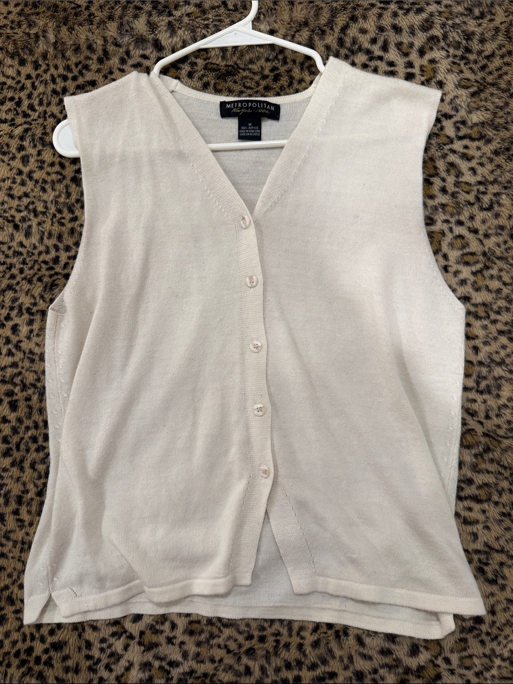 Metropolitan Cream Button-Front Knit Vest